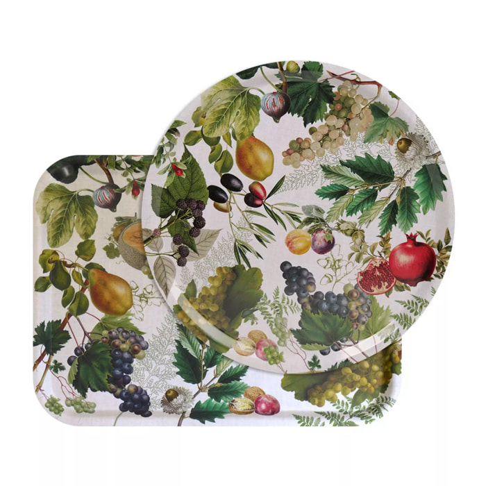 Plateau bois imprimé beige vert Abondance d'automne naturel