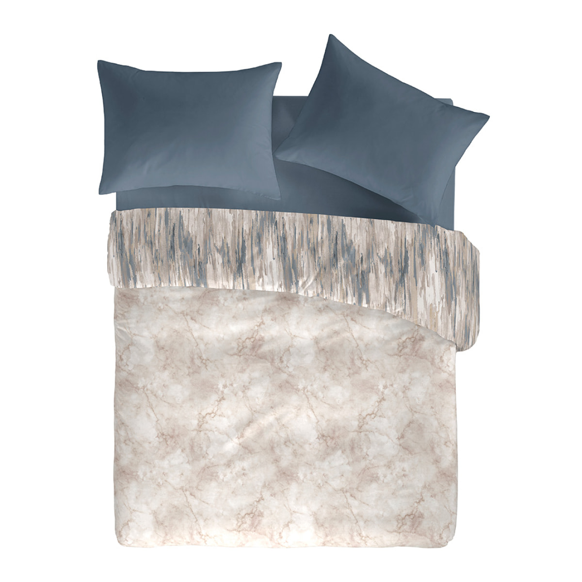 Housse de couette réversible KANNO en coton percale - denim - vendue seule