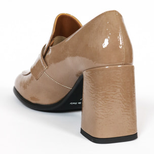 MOCASSINO TACCO ROTONDO CHOCOLA' TAUPE