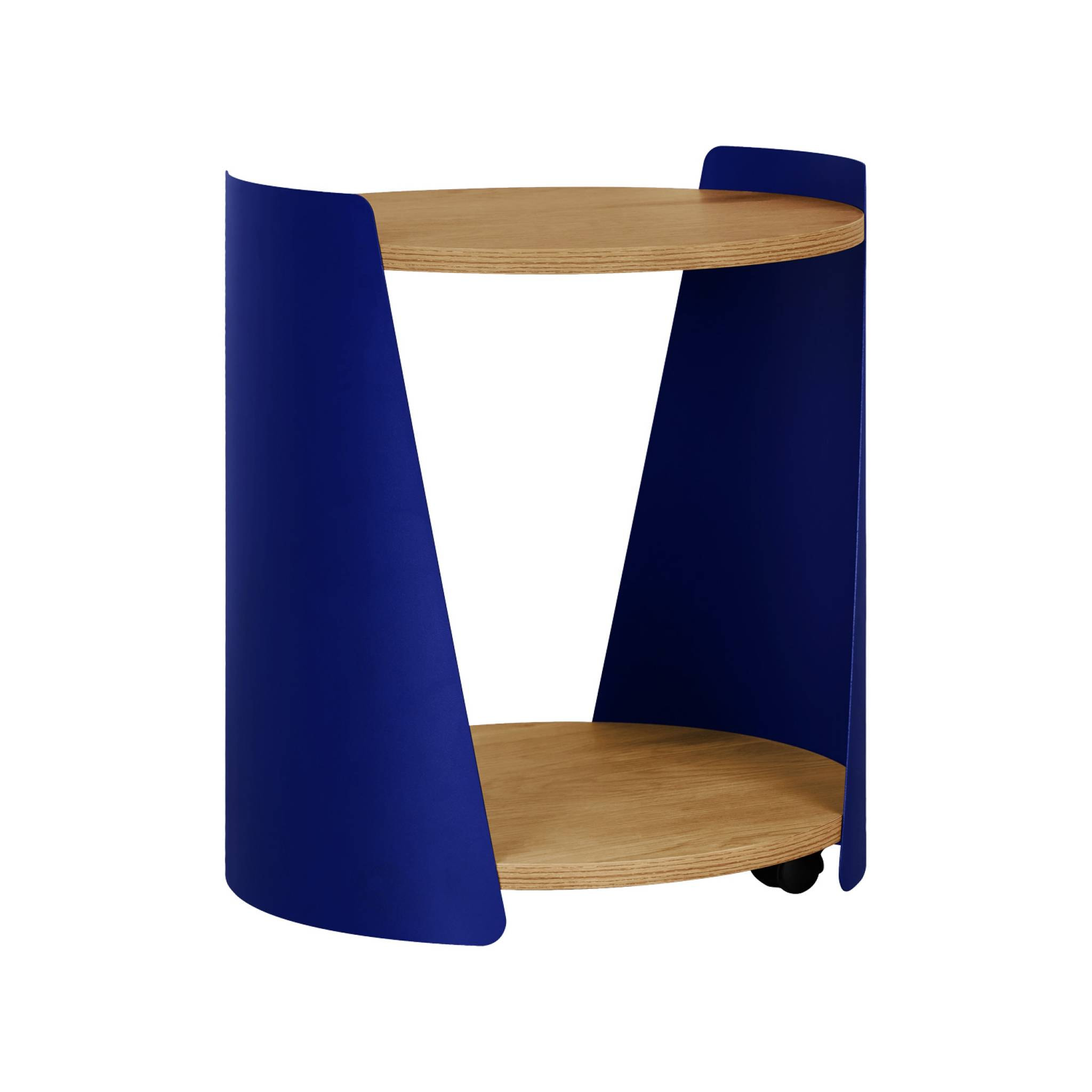 Table d'appoint, table de chevet métal courbé et décor bois avec roulettes MOLTO