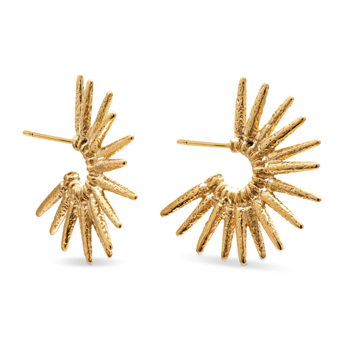 Pendientes Aro Solstice Beam Acero Baño Oro