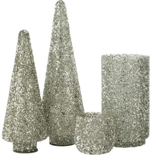 J-Line décoration Sapin De Noël Pailettes - verre - argent - large