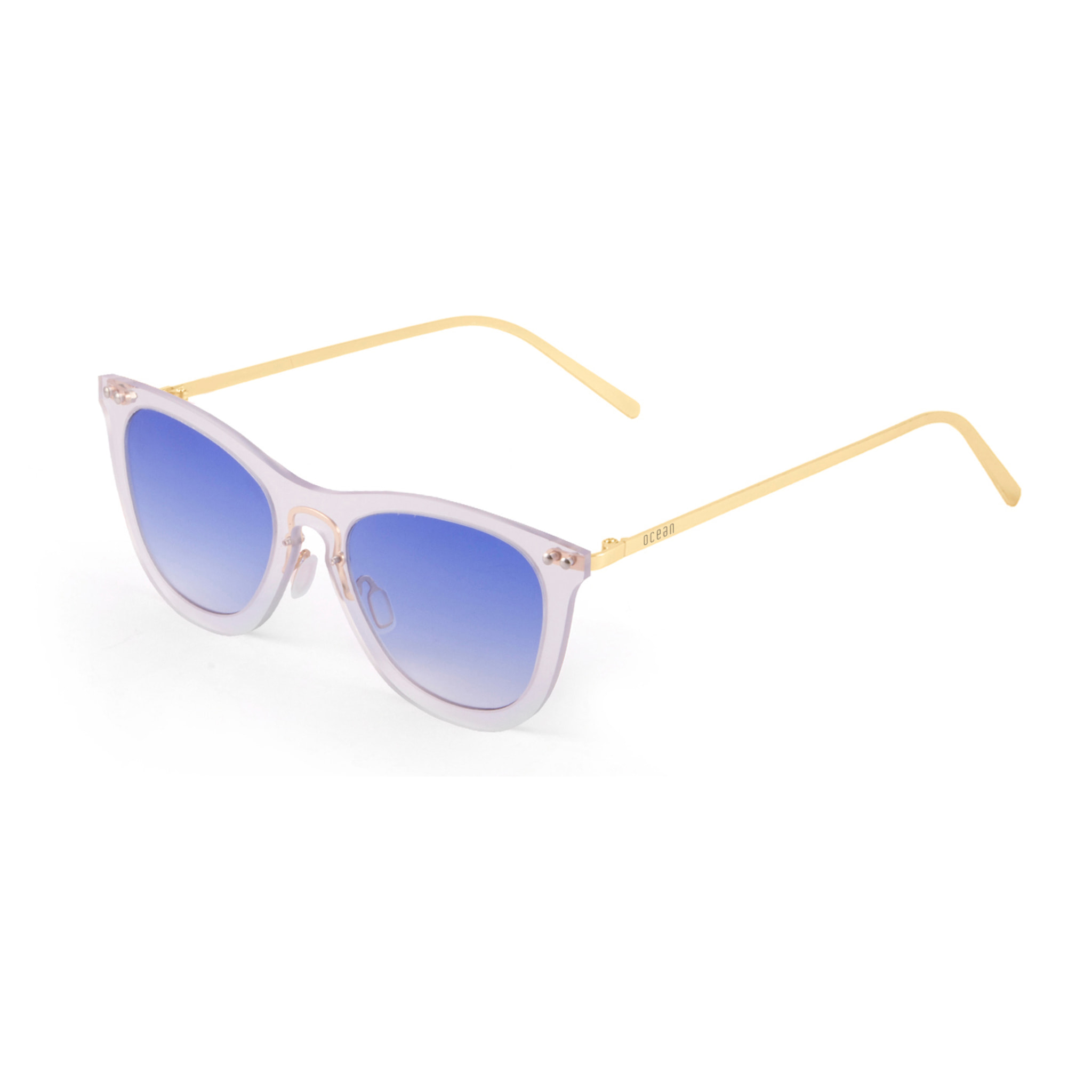 Gafas de sol OCEAN GENOVA - Blanco transparente / Azul cielo degradado y patillas de metal dorado mate