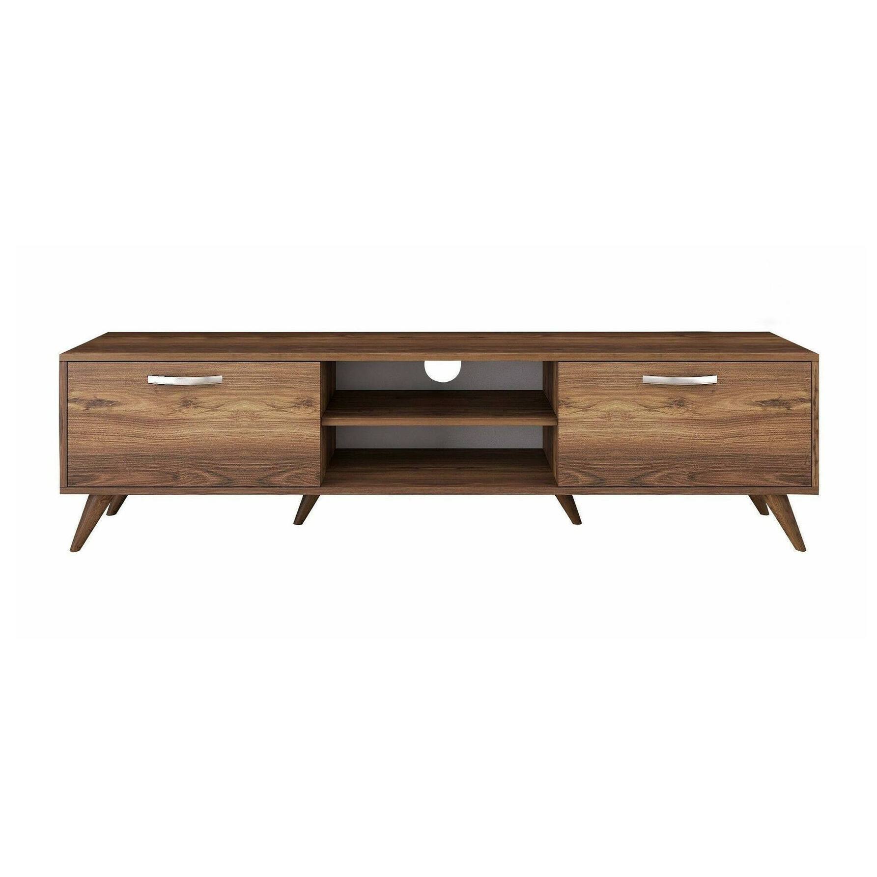Mobile porta TV Avir, Credenza da soggiorno, Armadio basso per TV, Base parete attrezzata, 180x35h49 cm, Noce