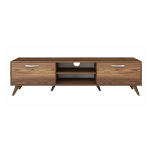 Mobile porta TV Avir, Credenza da soggiorno, Armadio basso per TV, Base parete attrezzata, 180x35h49 cm, Noce