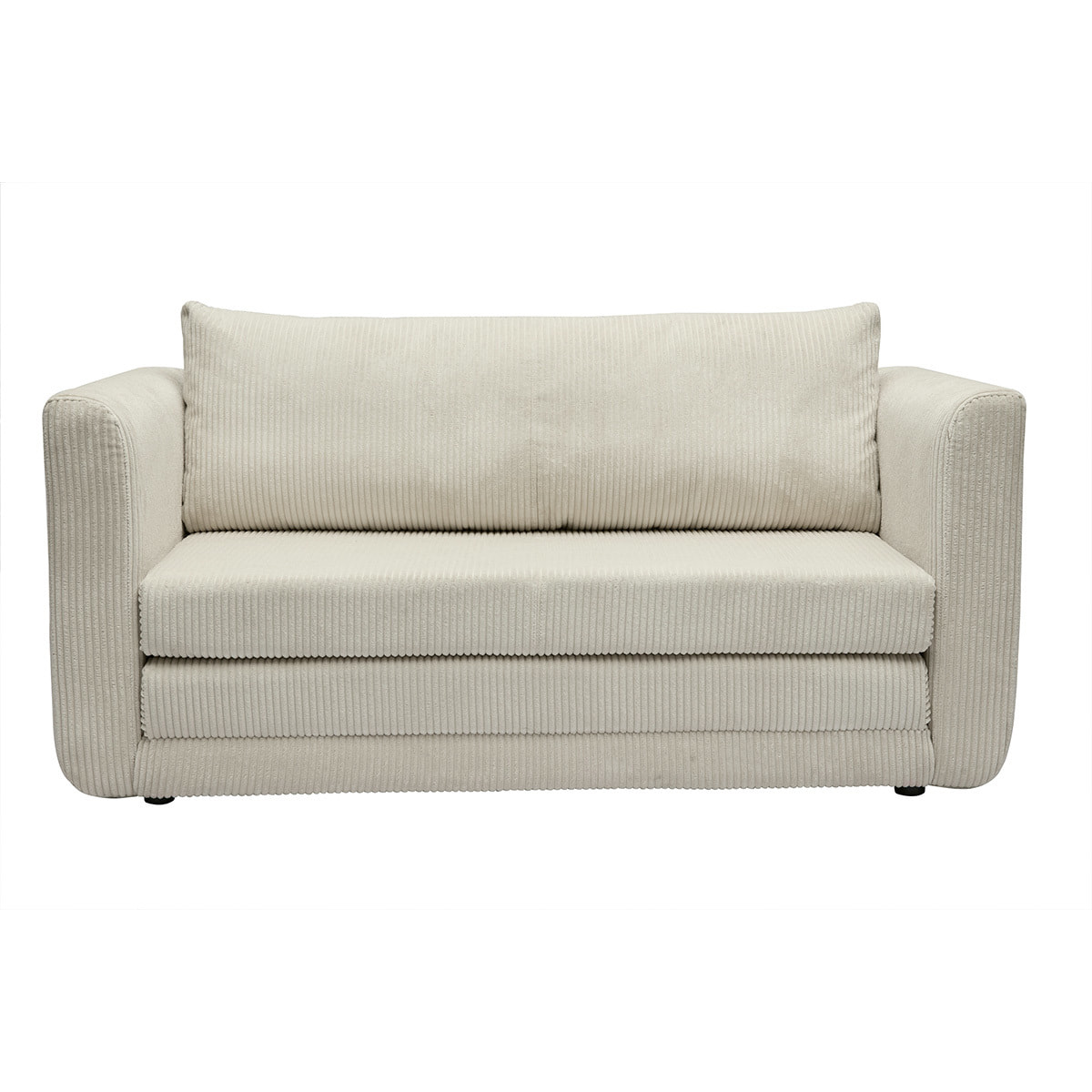 Canapé convertible 2 places en tissu velours côtelé beige LEON
