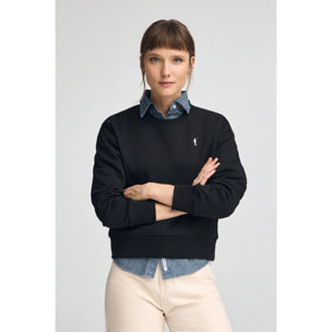 Felpa nera, boxy fit con logo Rigby Go