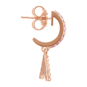 Orecchino Pendente con Lettera A in Pavé di Cubic Zirconia Rosa