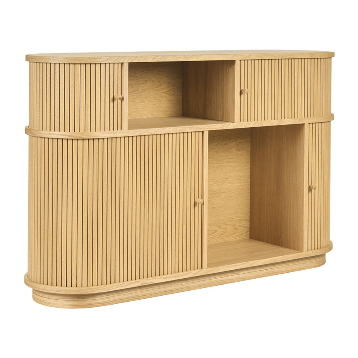 Console vintage en bois clair chêne avec portes coulissantes L120 cm EPIC