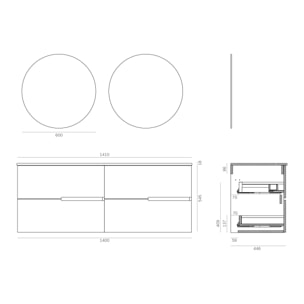 Ensemble de salle de bain MEMPHIS 4C, Alday, 140 cm, Teka