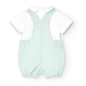 Conjunto combinado bebé niño, estampado cuadros, cuello