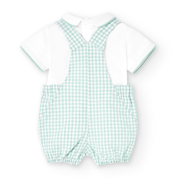 Conjunto combinado bebÃ© niÃ±o, estampado cuadros, cuello