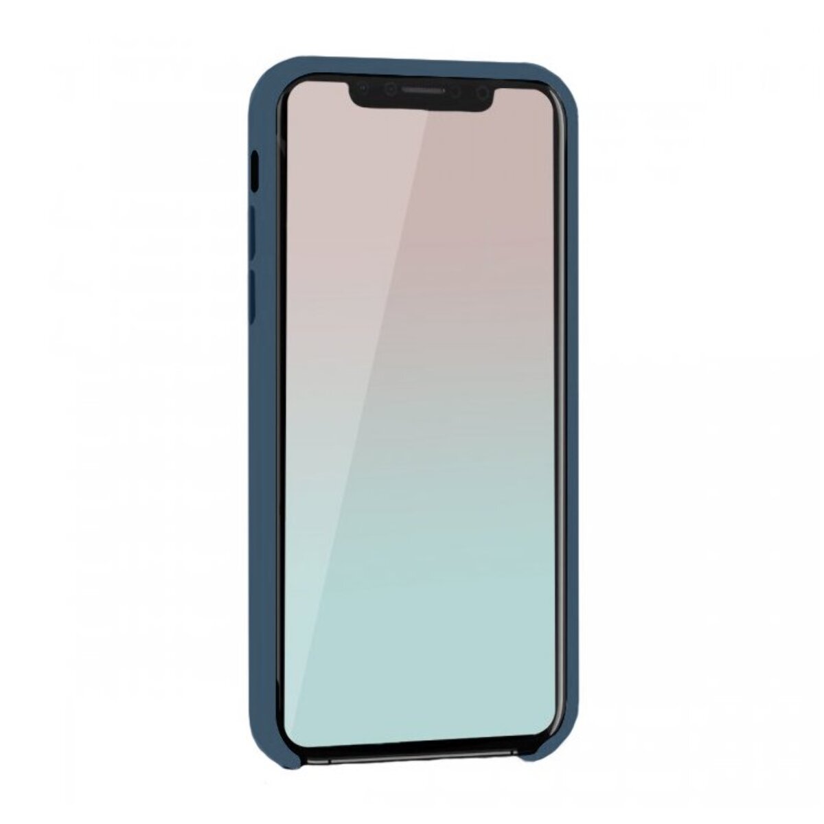 Coque iPhone 11 Silicone liquide Bleu Marine + 2 Vitres en Verre trempé Protection écran Antichocs