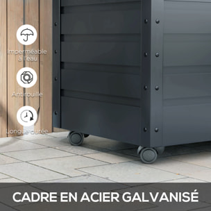Coffre de jardin mobile 295L dim. 100x62x65cm verrouillable acier galvanisé anthracite