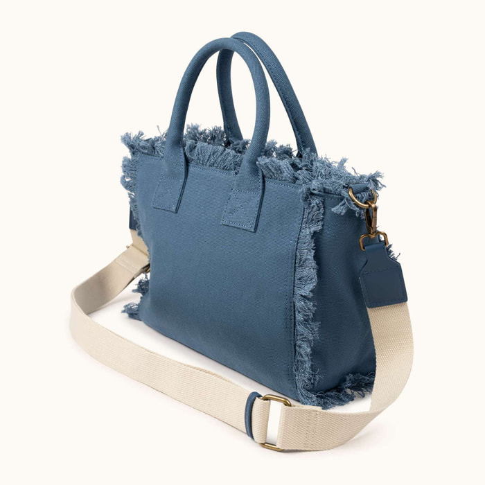 Bolso Bandolera Denim de Algodón Reciclado con Flecos SCUBA DENIM CROSSBODY