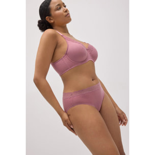Slip midi a coste con pizzo rosa