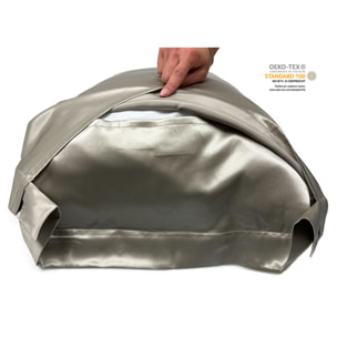 Federa 100% Seta Di Gelso 6A 22 Momme A Sacchetto Tinta Unita Tortora