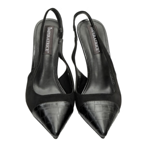 Decolletè in simil-pelle scamosciata con punta pitonata