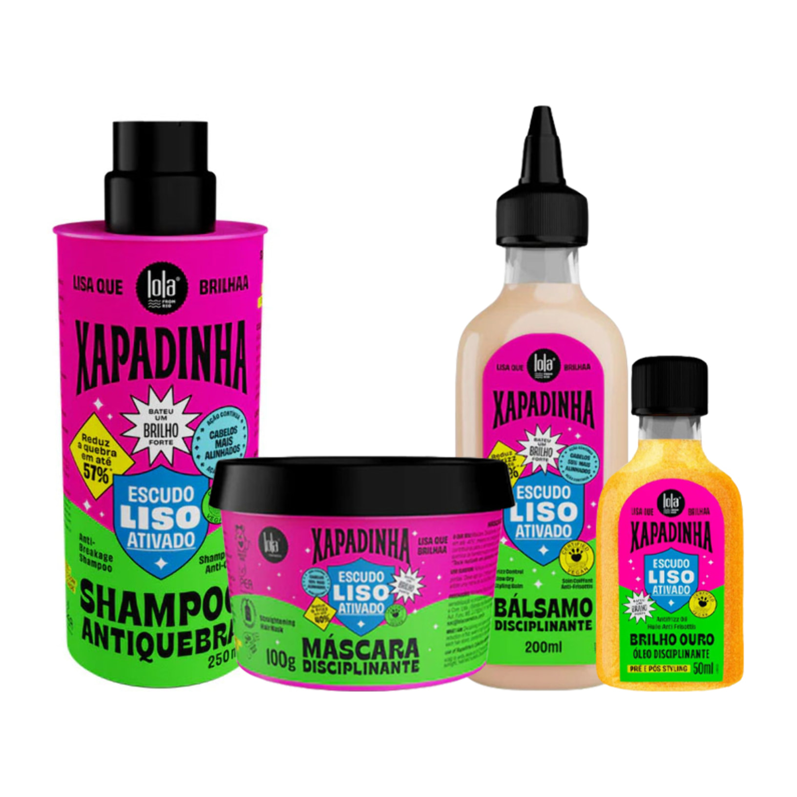 LOLA Kit Xapadinha Shampoo 250ml + Maschera 100ml + Balsamo 200ml + Olio 50ml