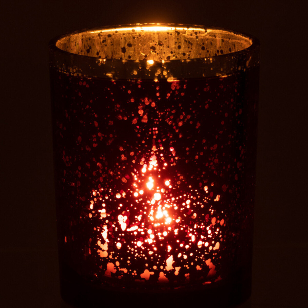 J-Line photophore Bord Dore - verre - rouge/or - medium