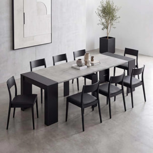 Mesa consola extensible en negro mate y gris cemento 50-235x90 cm Denis Negro Mate - Gris Cemento