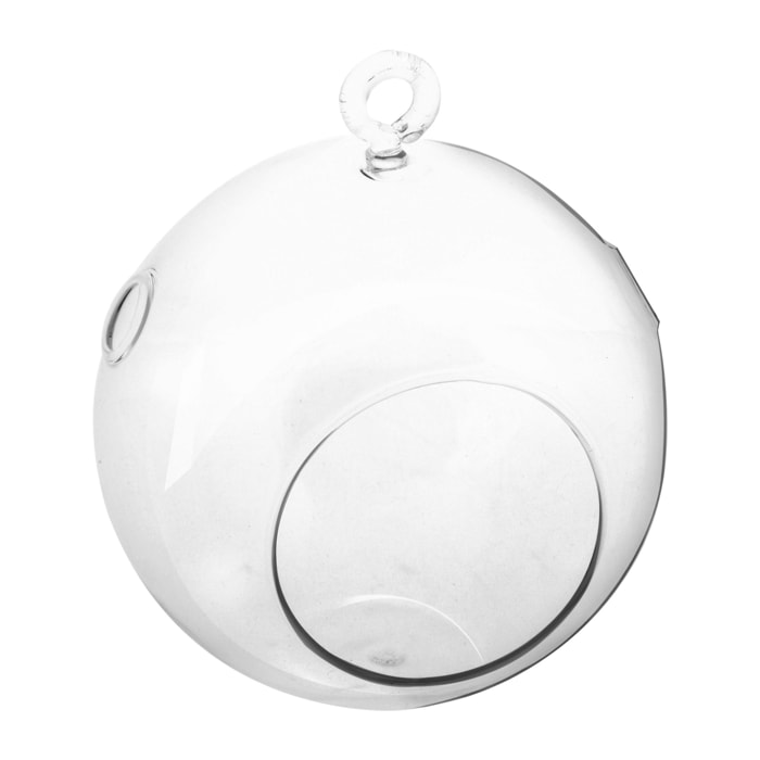 Sfera Di Vetro Forata Da Appendere.10 Cm - Pezzi 6 - 10X12X10cm - Colore: Bianco - Bianchi Dino - Decori Casa E Complementi