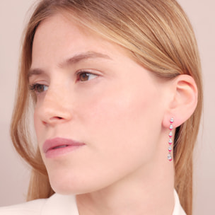 Orecchini Pendenti con Smalto Fucsia e Cubic Zirconia a Goccia Graduate