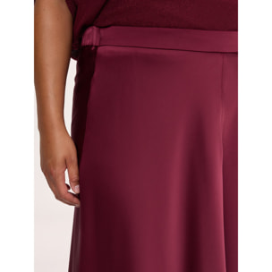 Fiorella Rubino - Falda en raso stretch de línea A - Burgundy