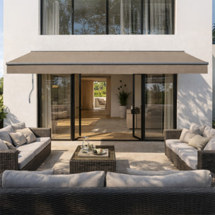 TULLY Store banne manuel 3,95 x 3 m en aluminium avec toile taupe