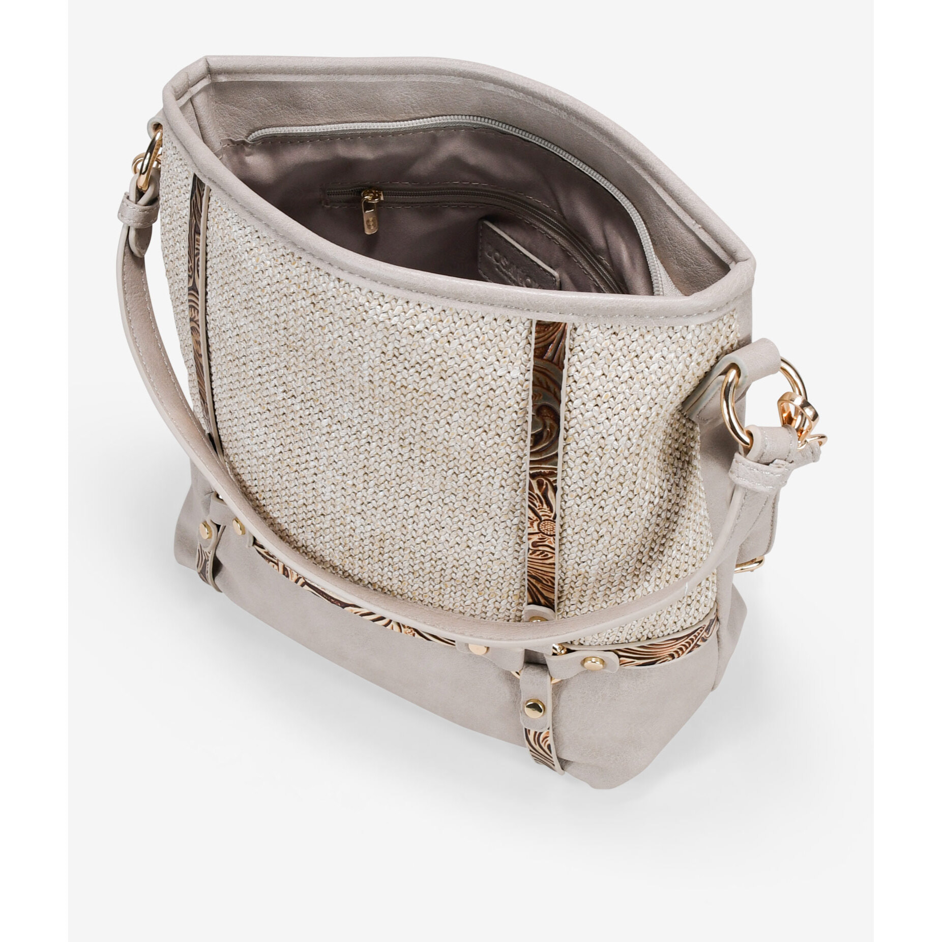 Bolso de hombro tostado con cremallera