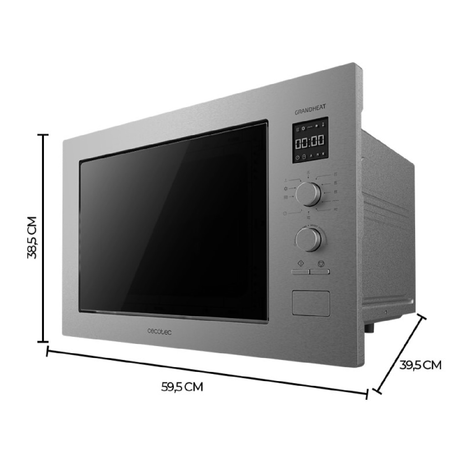 Cecotec Microonde da incasso con piatto Grandheat 2550 Built-In Steel