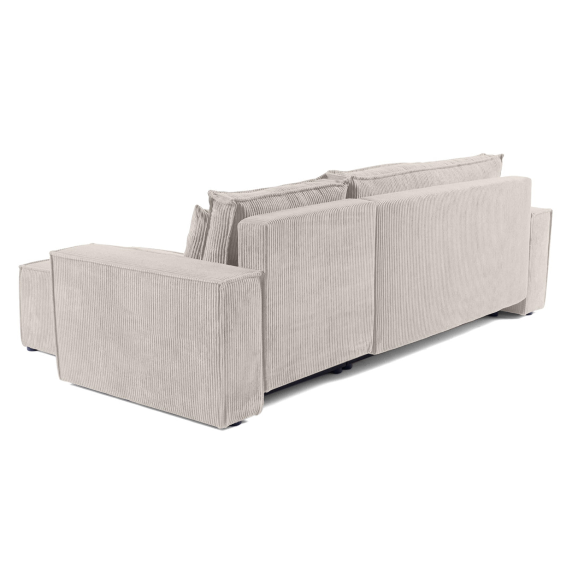 Cezanne - canapé d'angle réversible - 4 places - convertible avec coffre - en velours côtelé - Beige