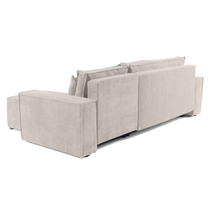 Cezanne - canapé d'angle réversible - 4 places - convertible avec coffre - en velours côtelé - Beige
