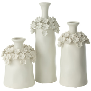 J-Line Vase Yucca Fleur Ceramique Blanc Large