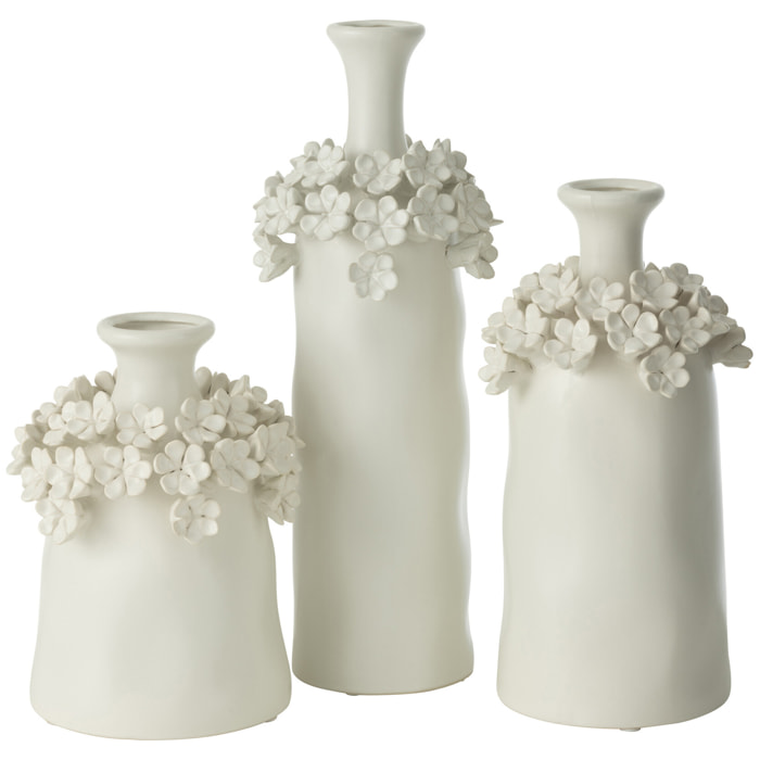 J-Line Vase Yucca Fleur Ceramique Blanc Large