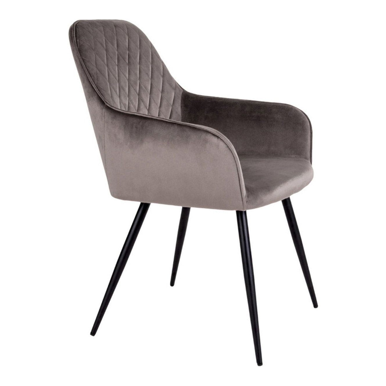 Set 2 sedie da pranzo Harbo in velluto color mushroom con gambe nere