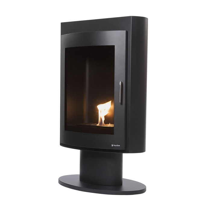 Estufa de etanol en acero negro con puerta de cristal templado SILENUS B FLAME PURLINE