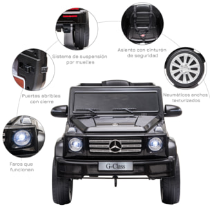 Coche Eléctrico para Niños de +3 Años BENZ G500 Todoterreno de Batería 12â€¯V Vehículo Eléctrico con Control Remoto Música Bocina Velocidad 3-5 km/h Carga 30 kg Negro