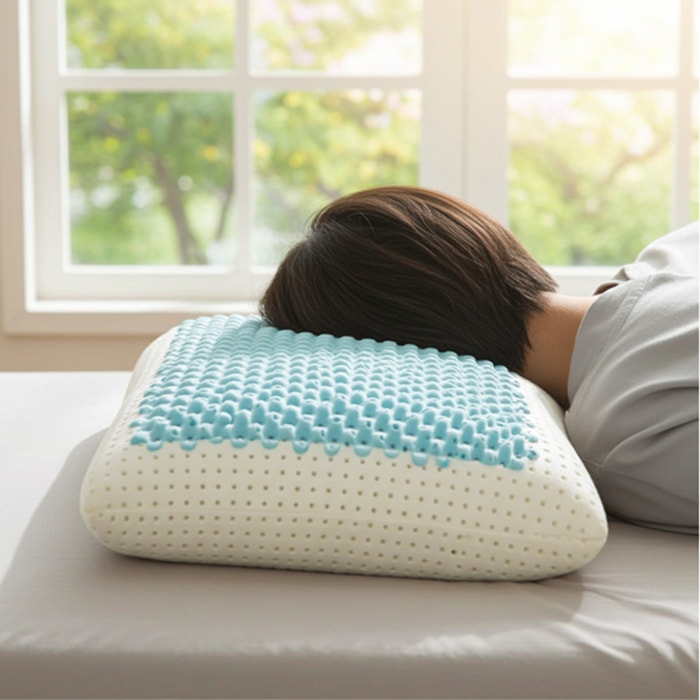 EFFE Guanciale Memory Massage Linea Memory_Ergonomico, Coolgel e Anti-Acaro_Made in Italy
