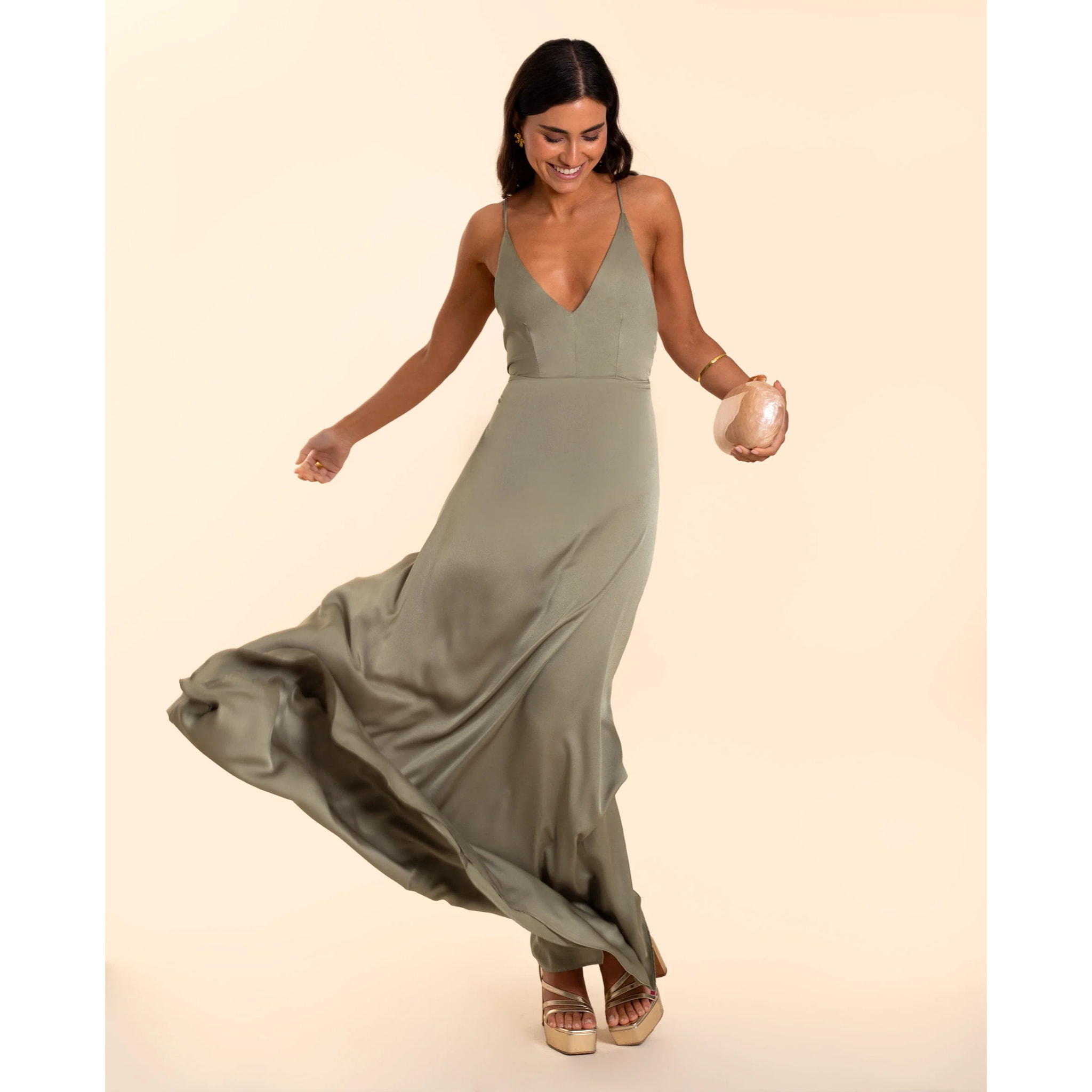 Vestido largo satinado