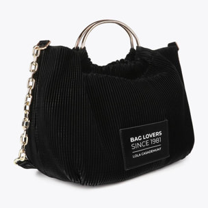 Borsa Plissettata Effetto Pelle con Etichetta 'bags lovers'