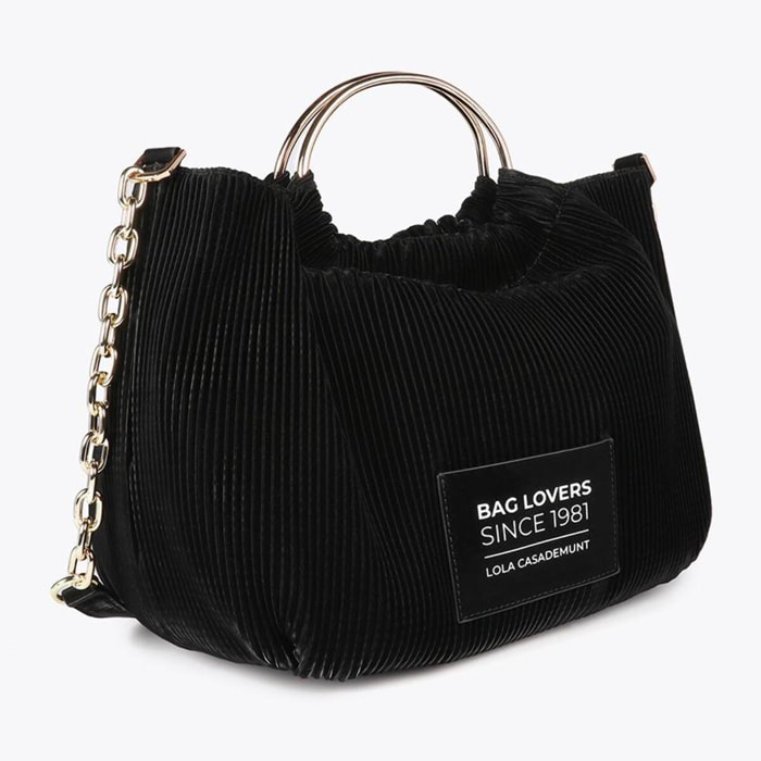 Borsa Plissettata Effetto Pelle con Etichetta 'bags lovers'