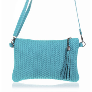 Oleggio Bolso bandolera Mujer.Piel auténtica Gamuza Grabado Espiga