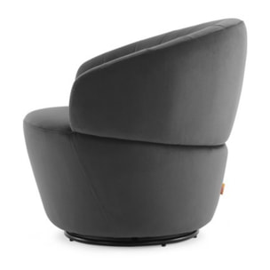 Fauteuil rond pivotant en velours - ROMANE