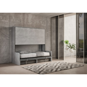 Lit escamotable horizontal superposé 2 couchages 85 Kando Sofà Gris Béton - ALESSIA 20