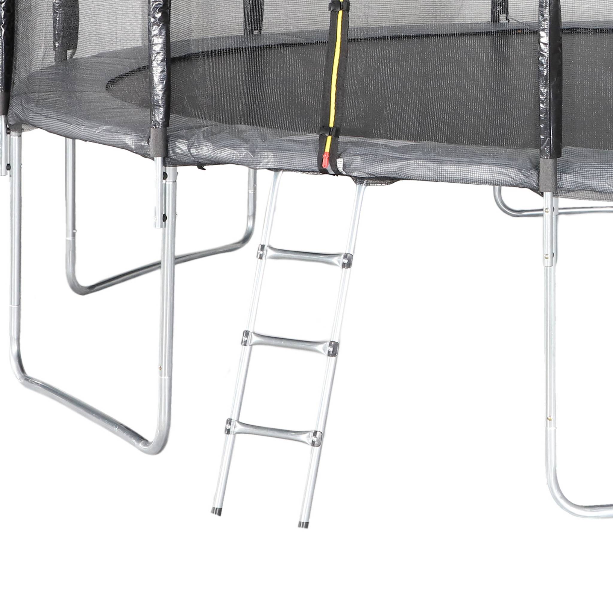 Trampoline 490cm gris avec filet de protection. échelle. bâche. filet pour chaussures. kit d'ancrage