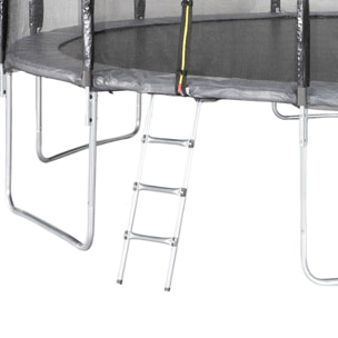 Trampoline 490cm gris avec filet de protection. échelle. bâche. filet pour chaussures. kit d'ancrage