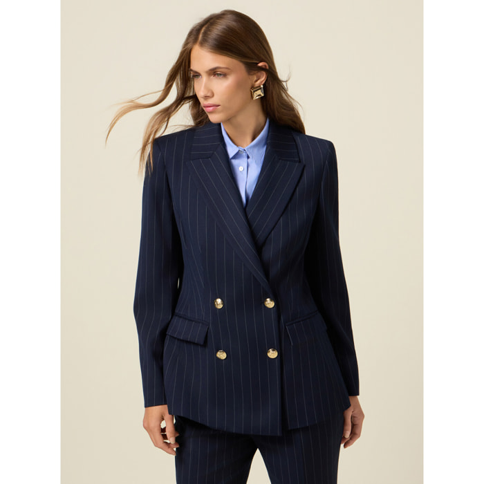 Oltre - Blazer doppiopetto gessato - Blu