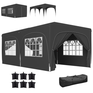 Carpa Plegable Gazebo 6x3 m Cenador Plegable con Altura Ajustable 6 Paredes Laterales Anti-UV y Bolsa de Transporte Pabellón de Jardín para Camping Fiestas