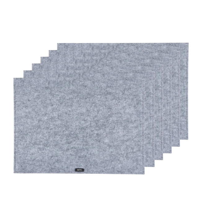 Set de table rectangulaire - 6 pièces - Feutre recyclé gris